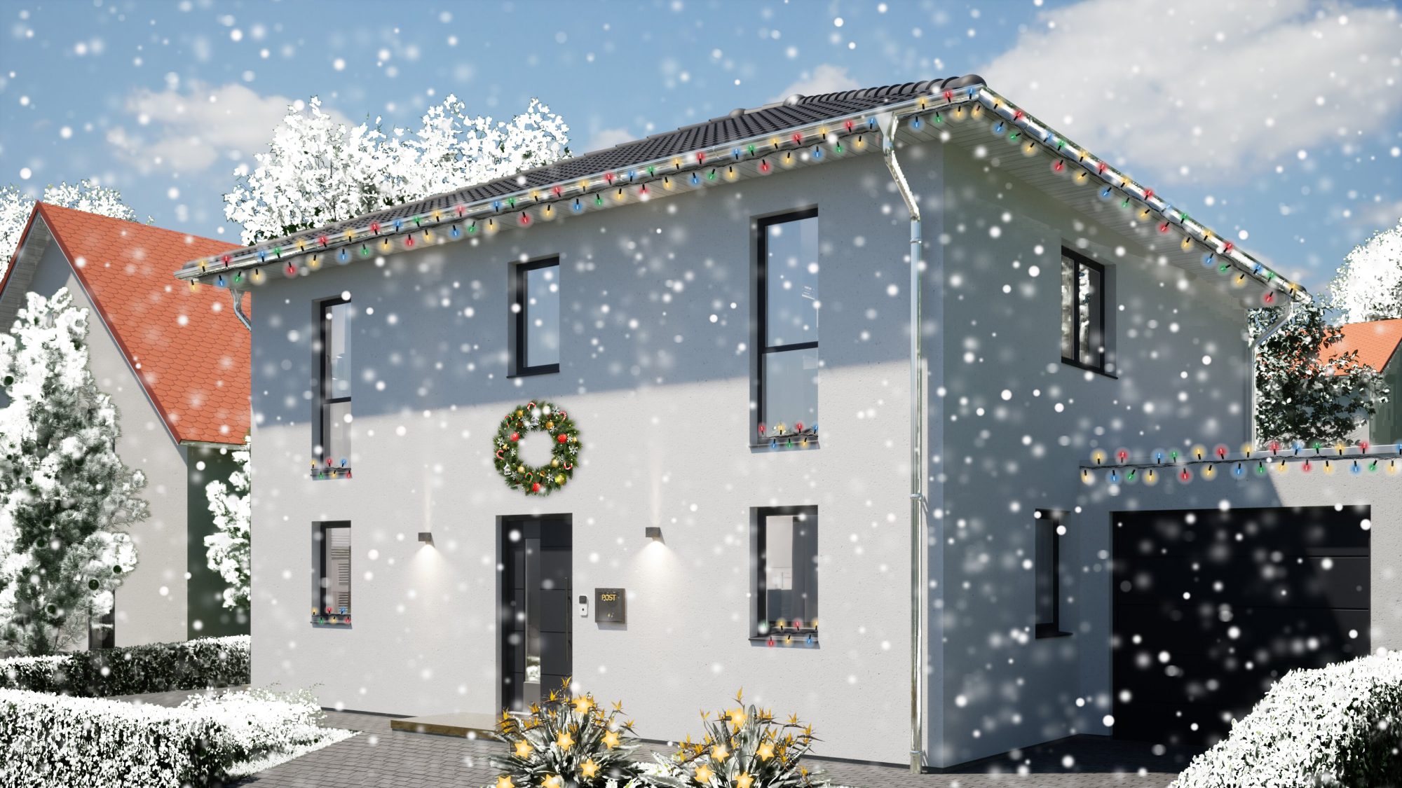 Weihnachtshausbesichtigung Neubaugebiet Heiligenwald